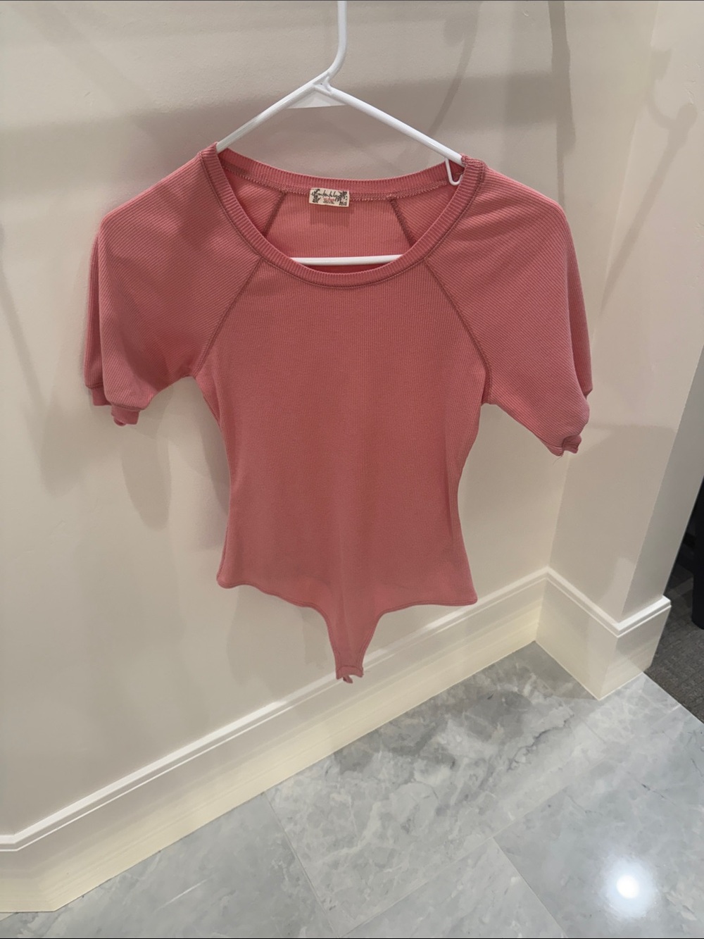 Free People Rose Ribbed Short-Sleeve Bodysuit